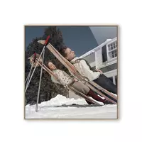 New England Skiing By Slim Aarons Vertical Grain White Oak Floater Four