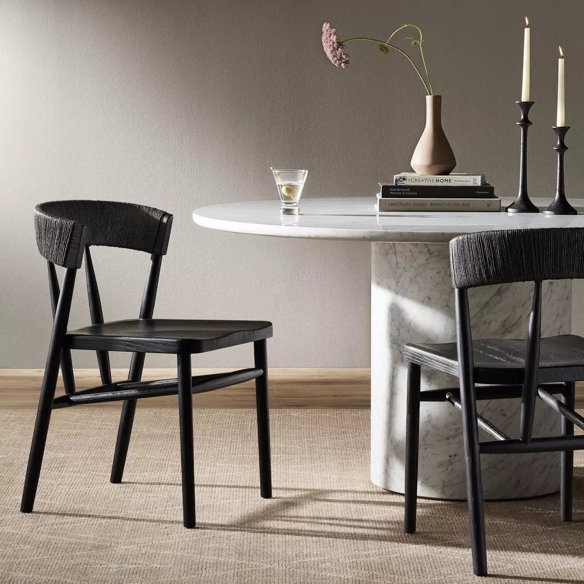 Black scandi dining discount chairs