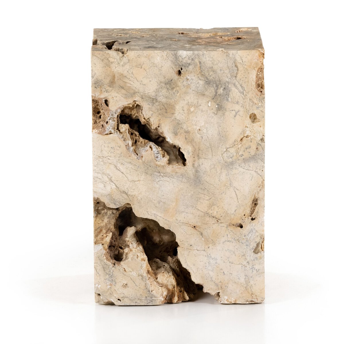 Faydon End Table Romano Fosse Travertine Four Hands