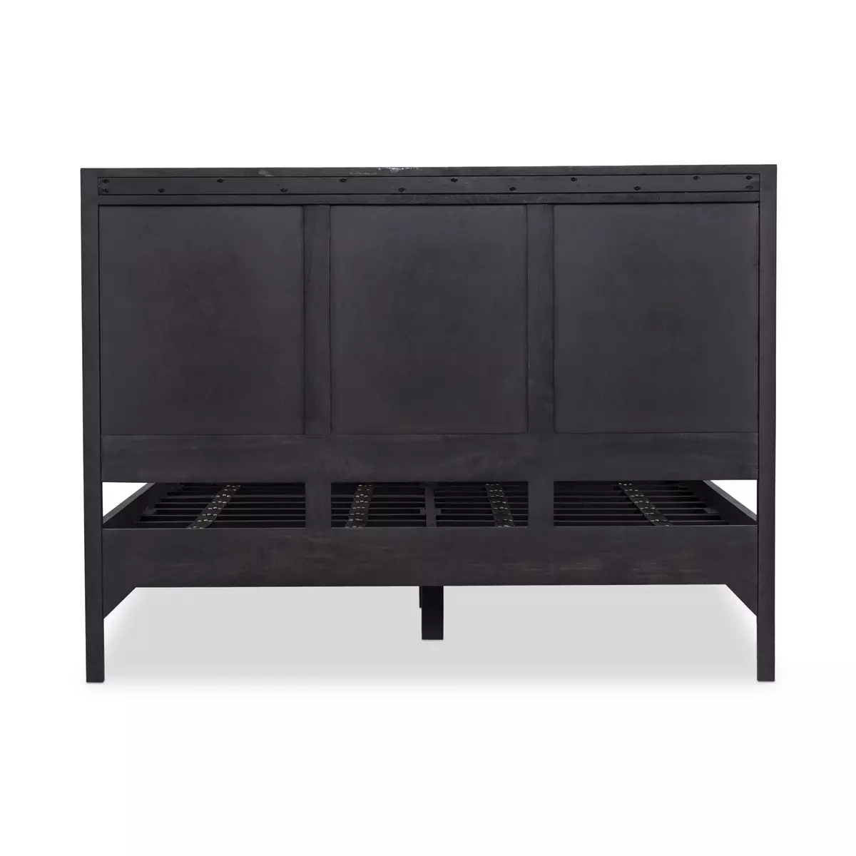 Four Hands Prescott Sydney Wood King Panel Bed in Black Wash Natural Cane