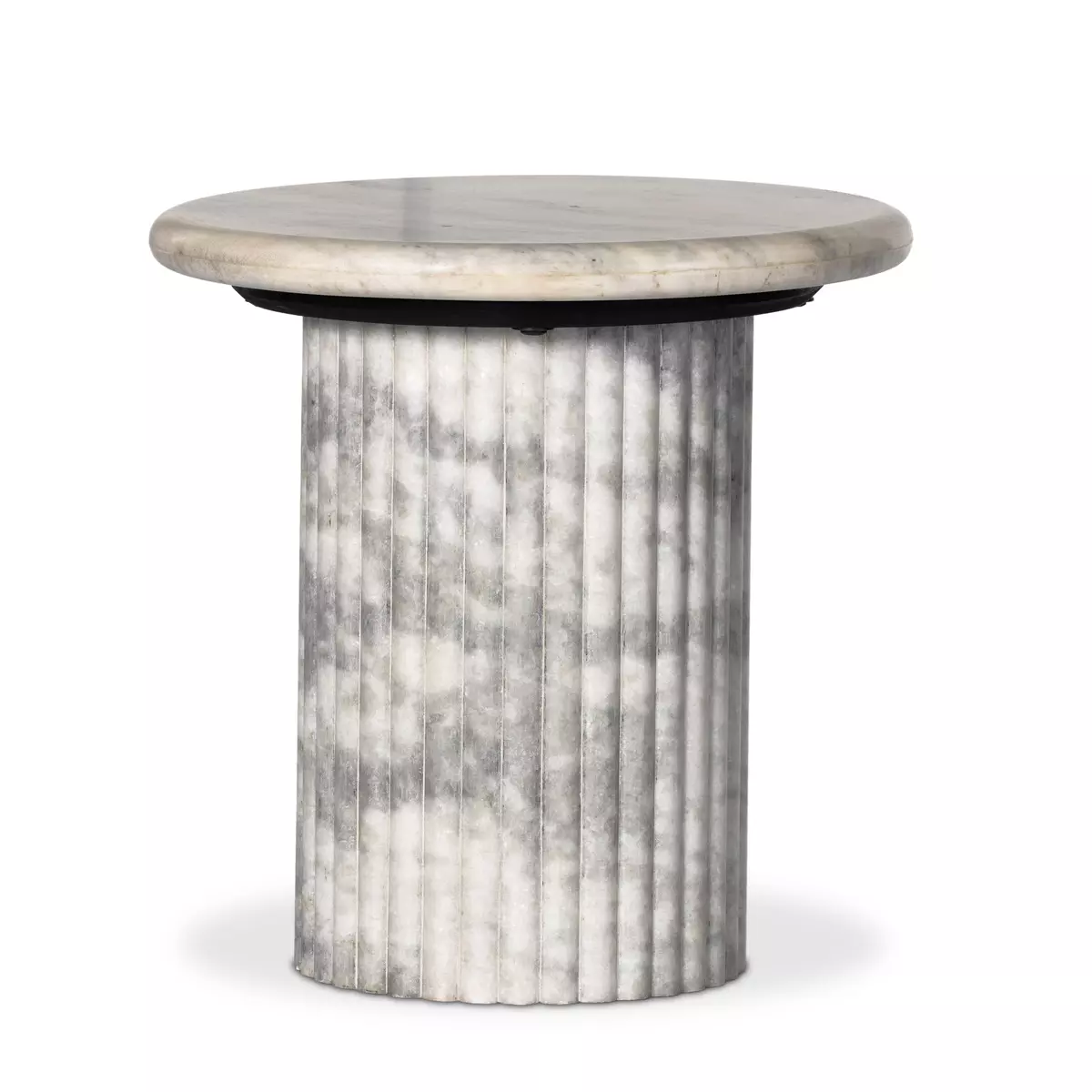 Oranda End Table Polished White Marble W/ Sealant Four Hands