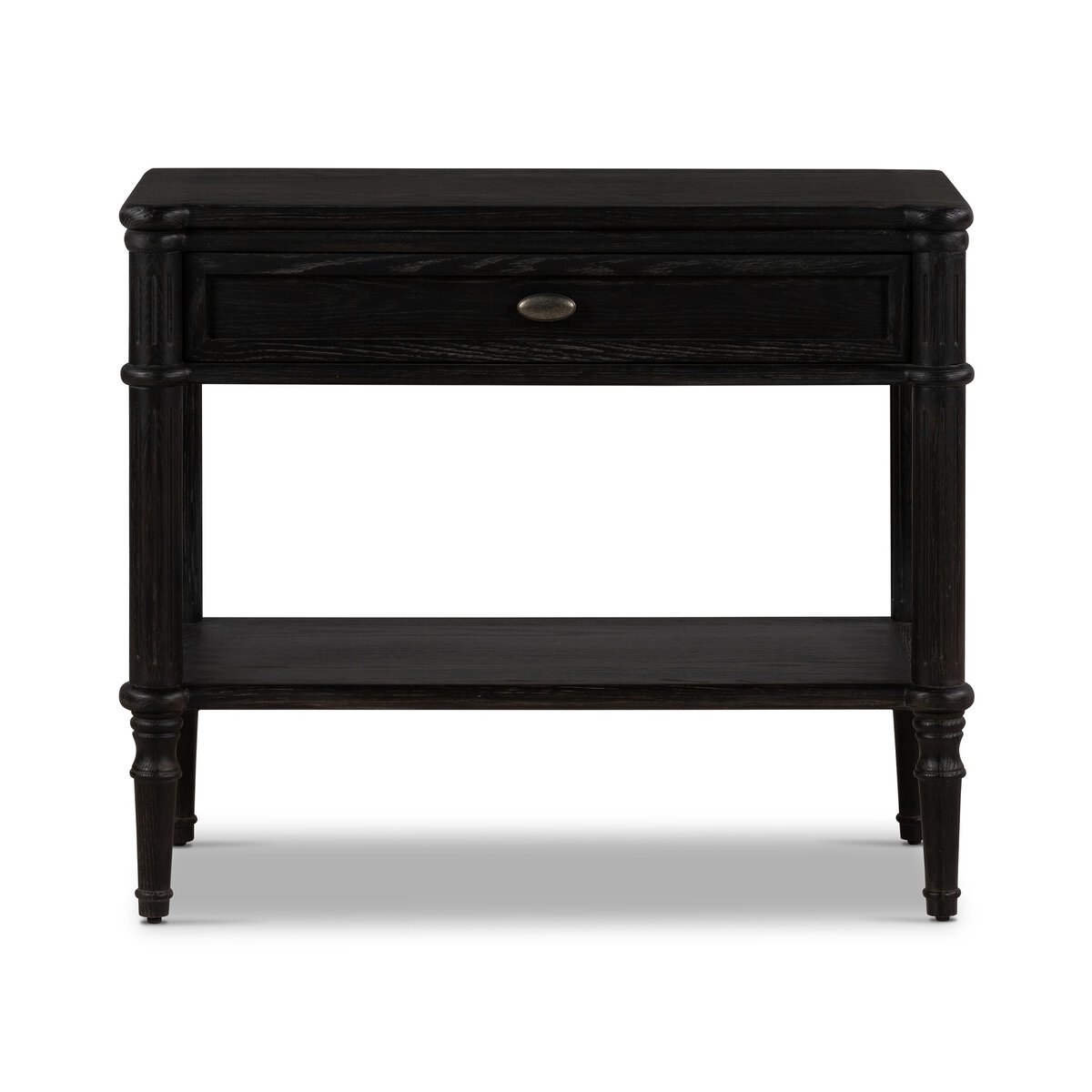 Toulouse Nightstand Distressed Black Oak Four Hands