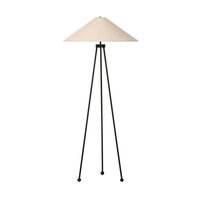 Waldorf Floor Lamp - Slim Black Iron & Beige Shade