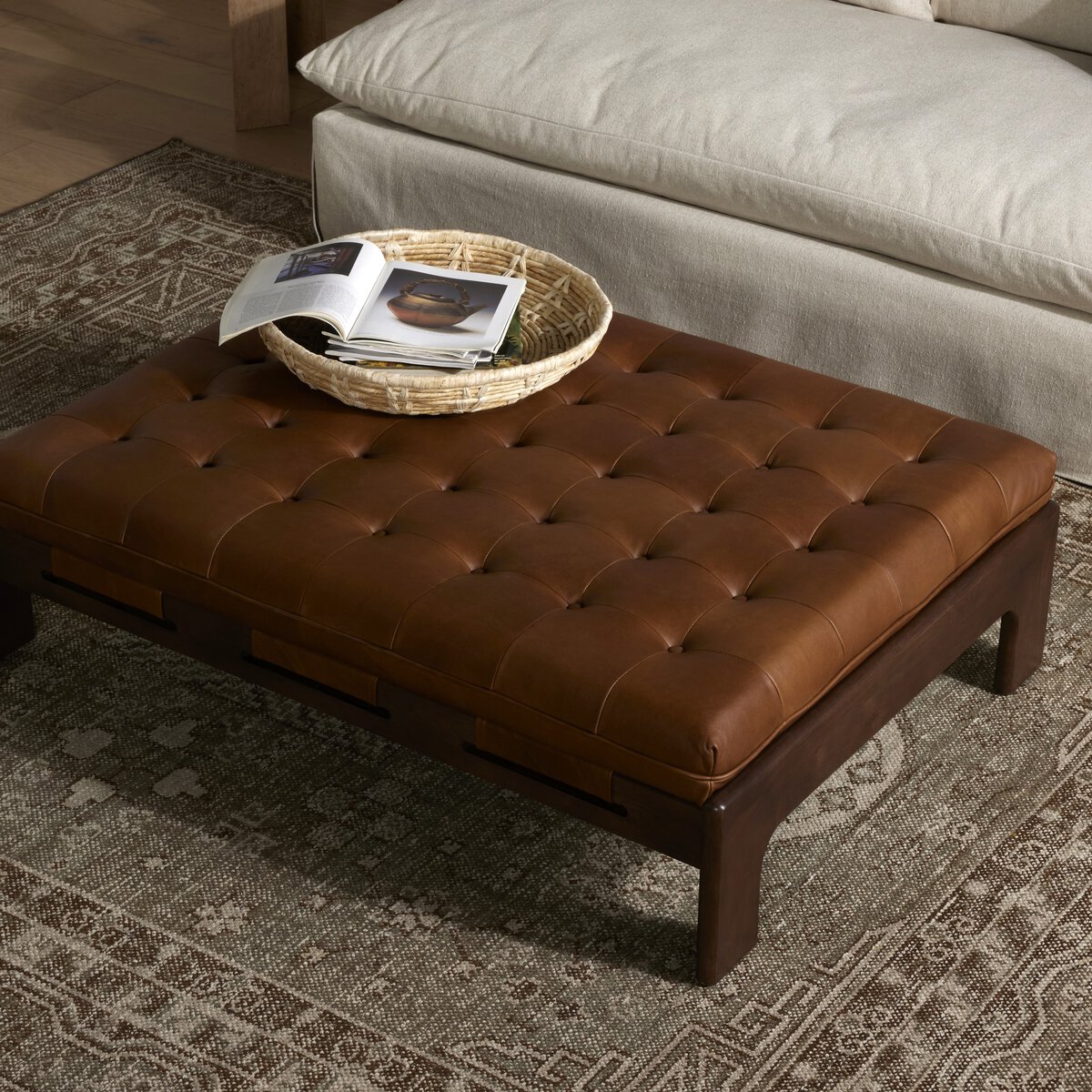 Halston Cocktail Ottoman Heirloom Sienna Four Hands