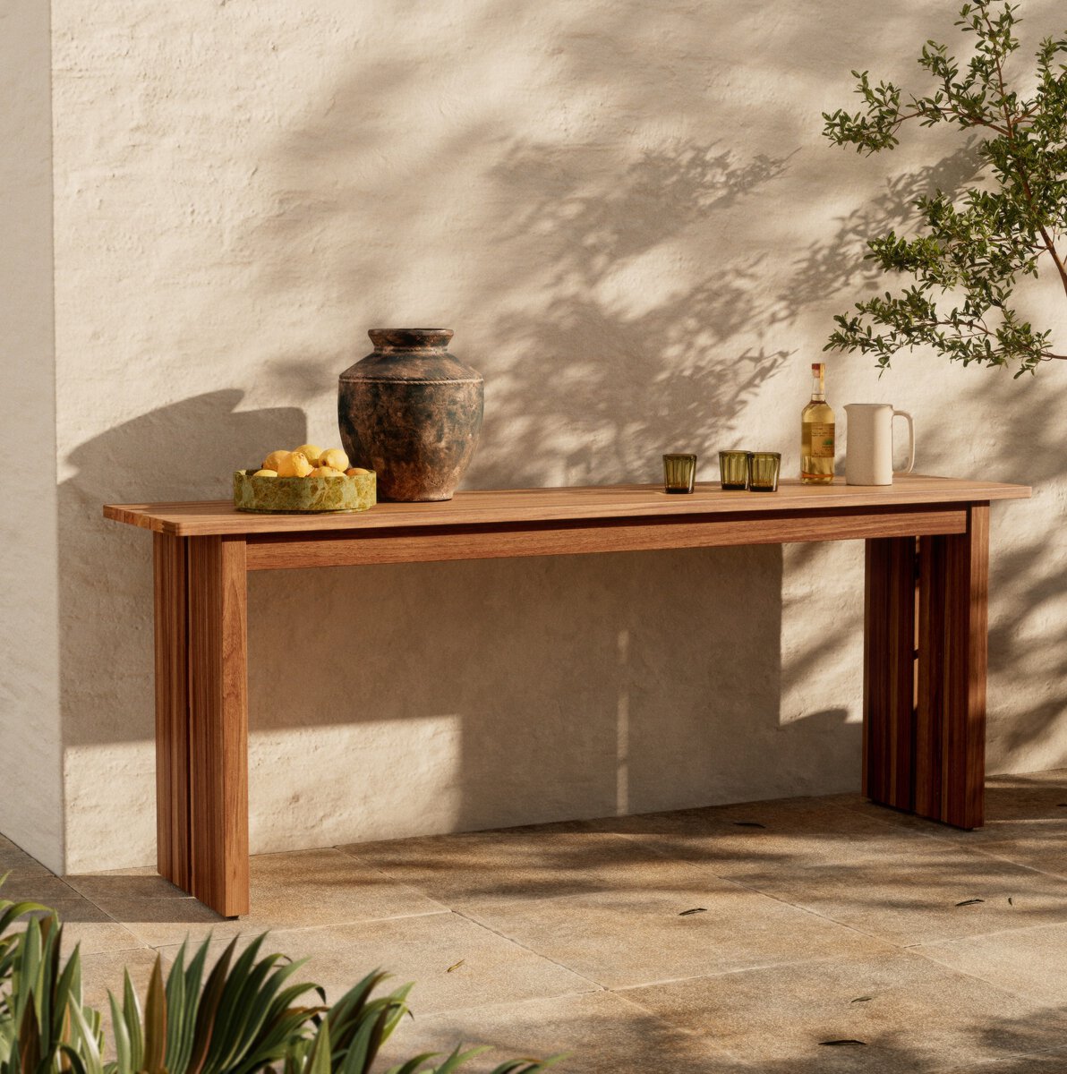 Chapman Outdoor Console Table Natural Teak Fsc Four Hands