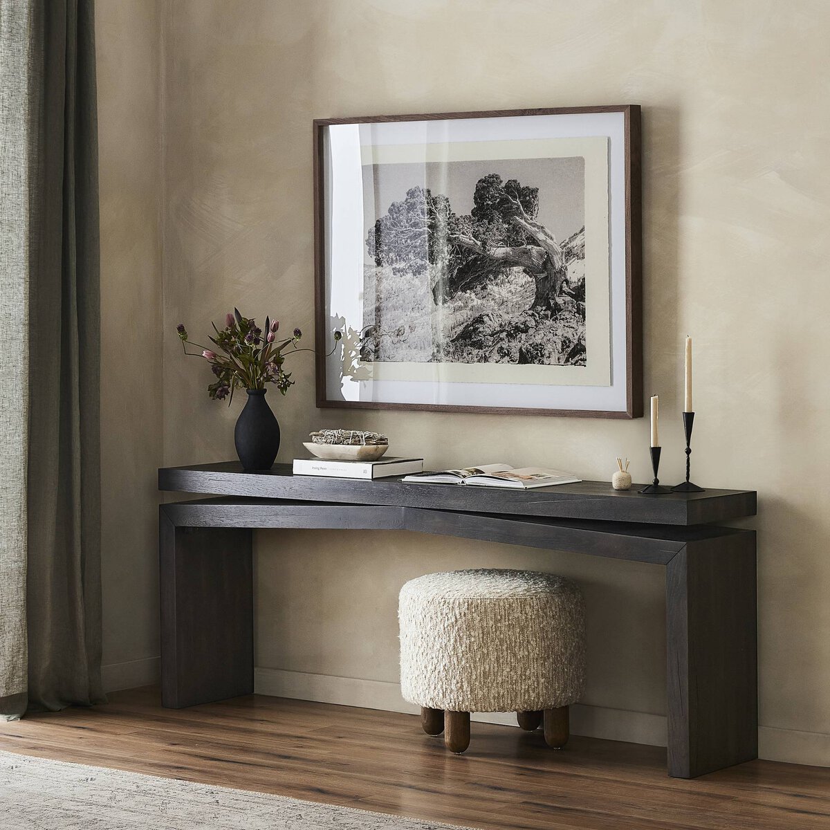 Matthes Console Table 79 Smoked Black Veneer Four Hands
