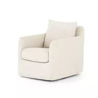 Banks Slipcover Swivel Chair Cambric Ivory Four Hands