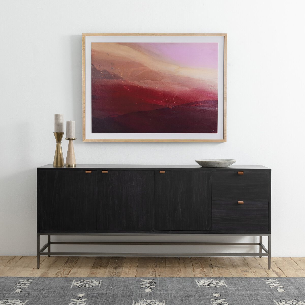 Trey Sideboard Black Wash Poplar Four Hands