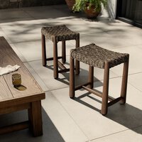 Savio Outdoor Accent Stool Dark Textured Woven Four Hands