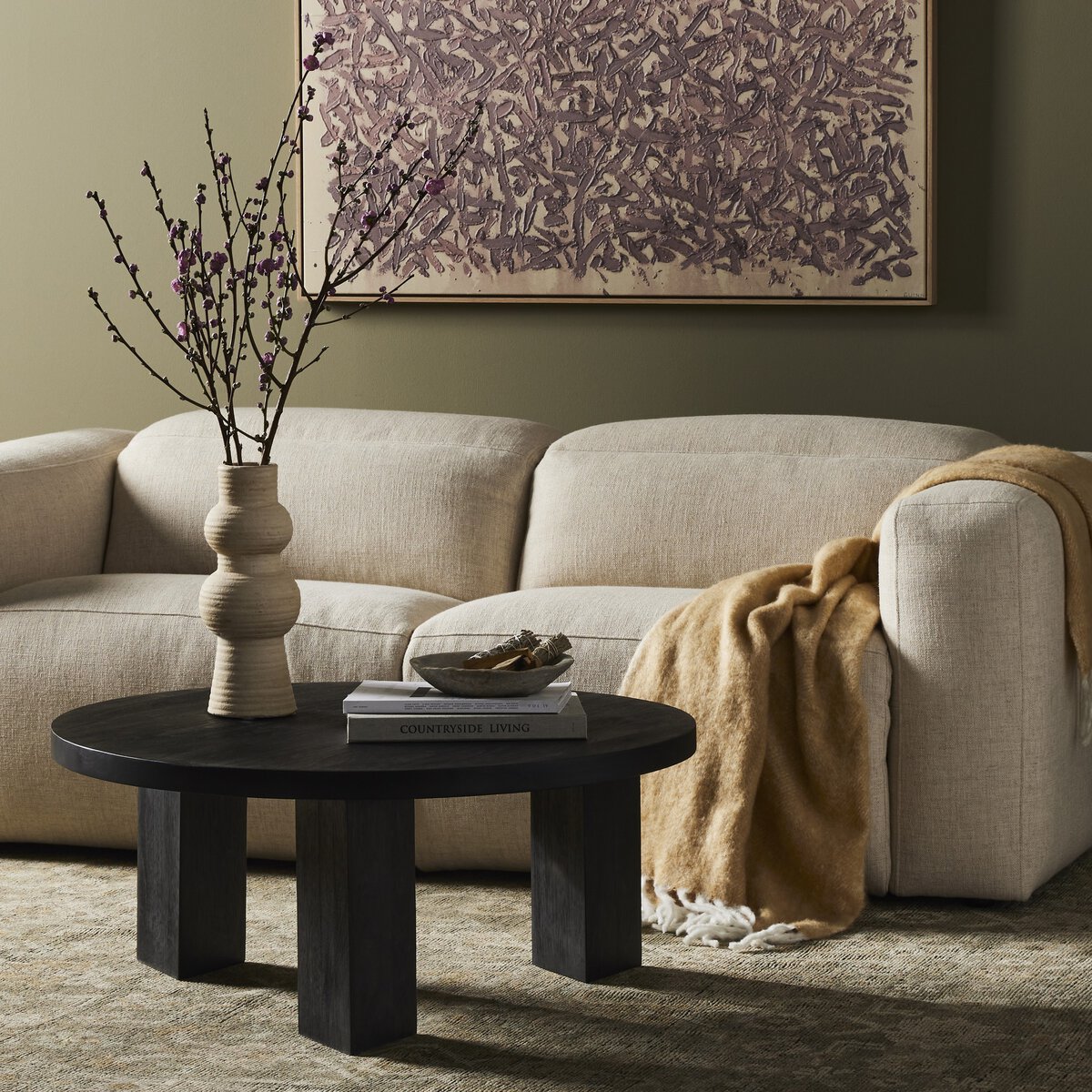 Mesa Round Coffee Table Ebony Parawood Four Hands