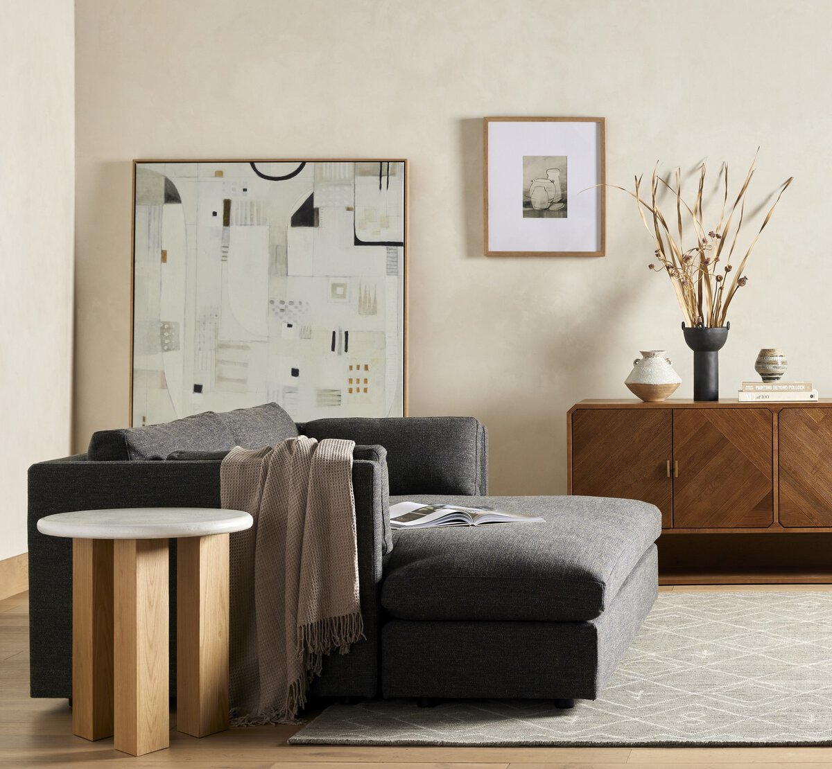 Odin Nightstand Stucco White Four Hands