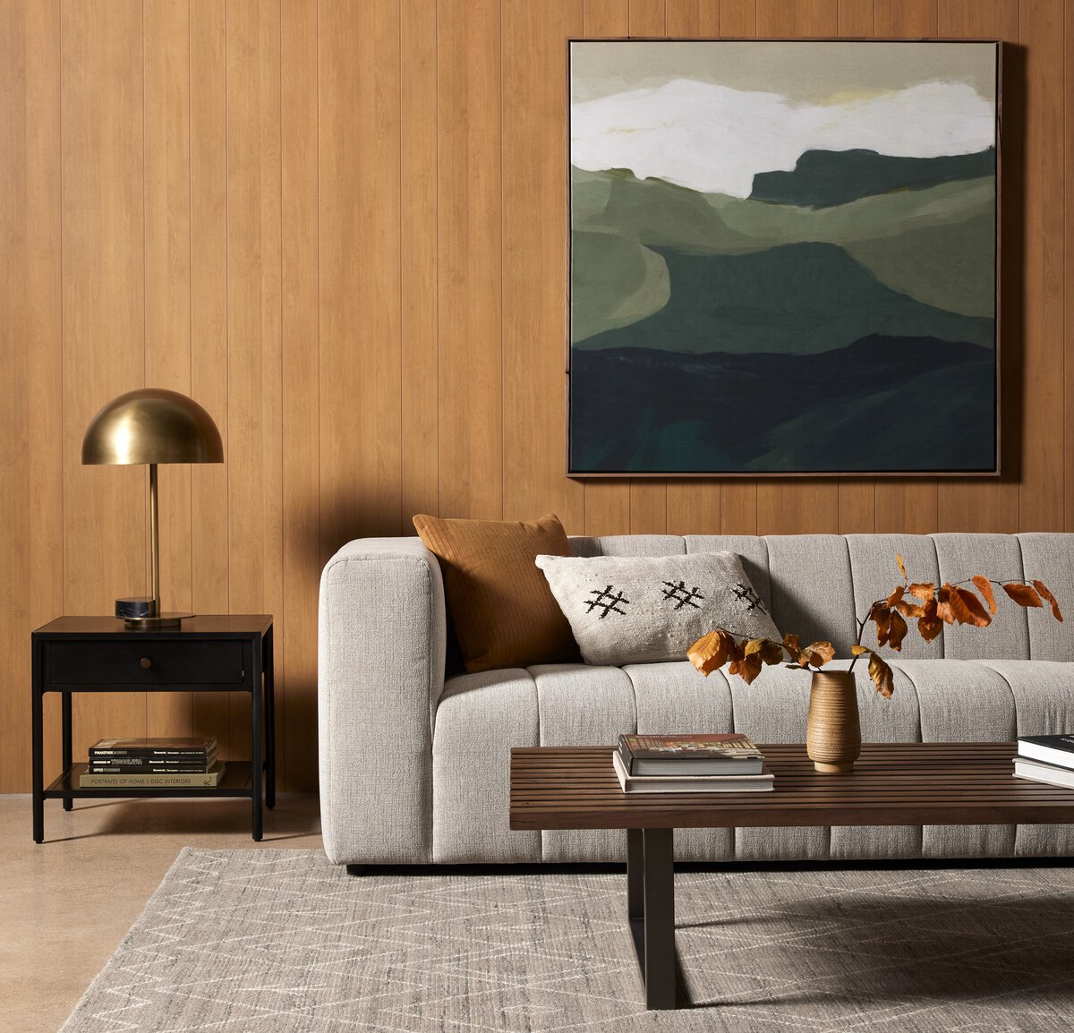 Langham Channeled Sofa Napa Sandstone Four Hands