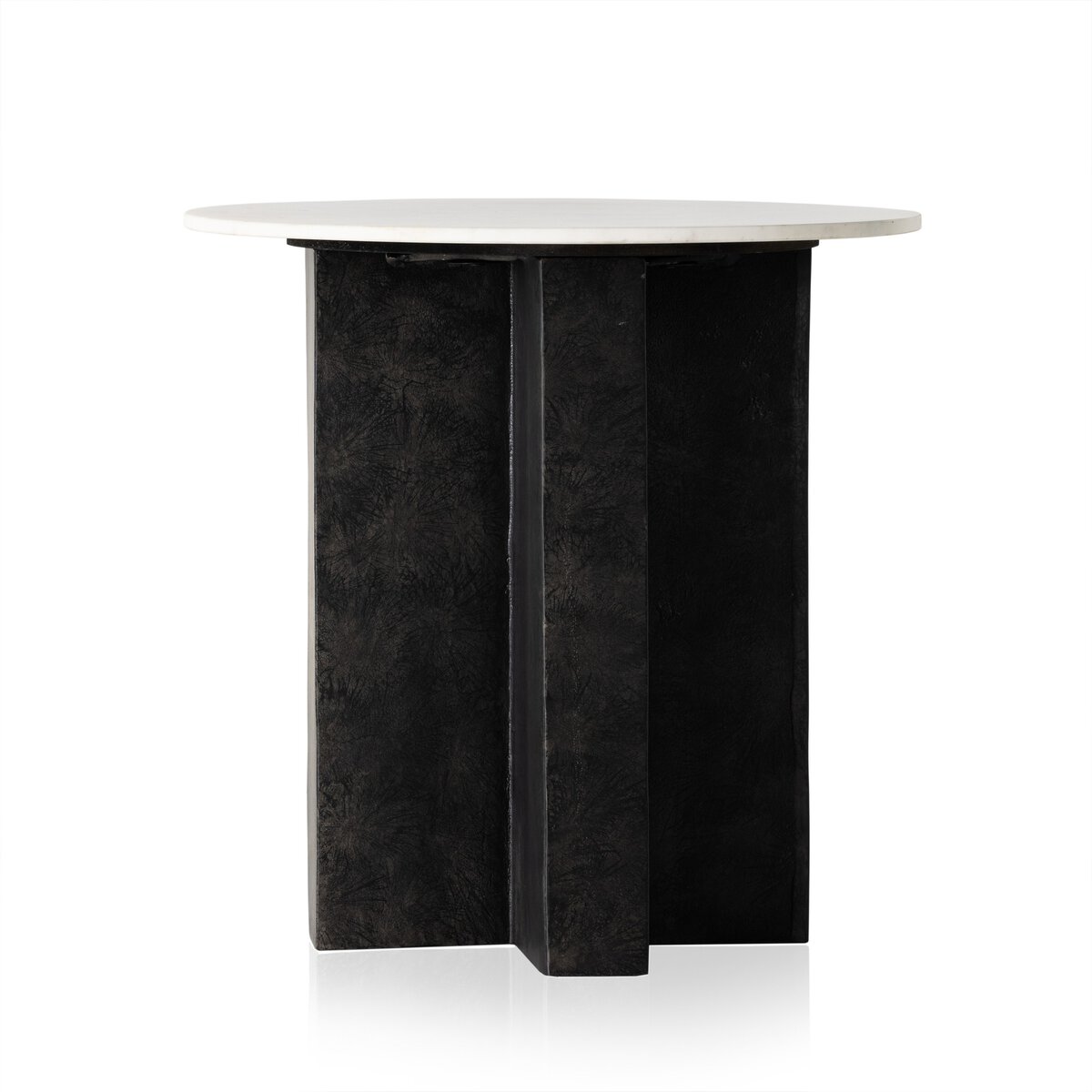 Terrell Round End Table Polished White Marble Four Hands