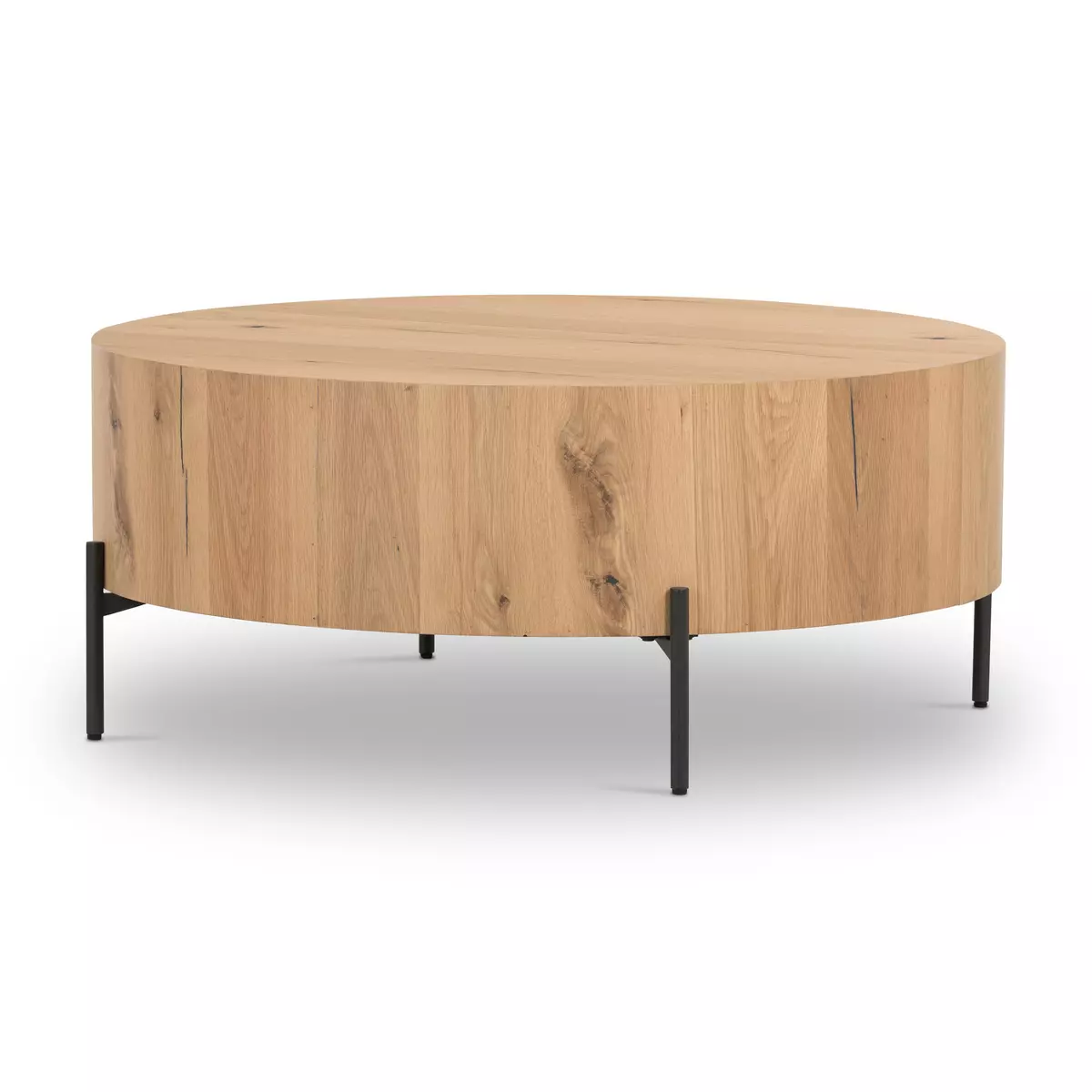 Eaton Drum Coffee Table Light Oak Resin Four Hands