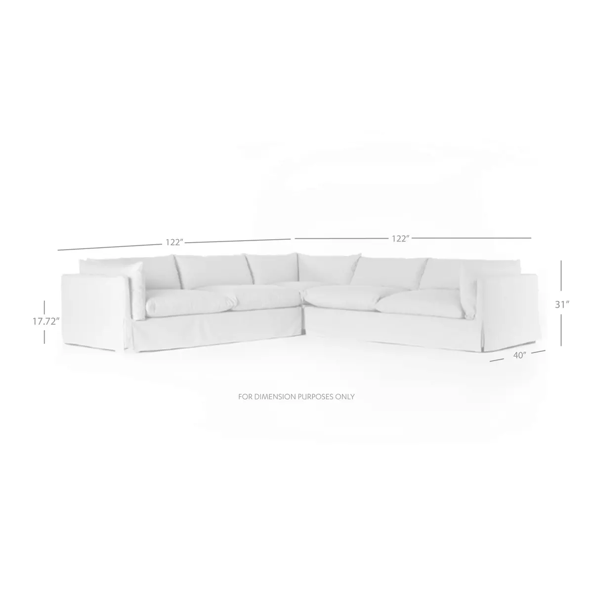 Habitat Slipcover 3-Piece Sectional Valley Nimbus Four Hands