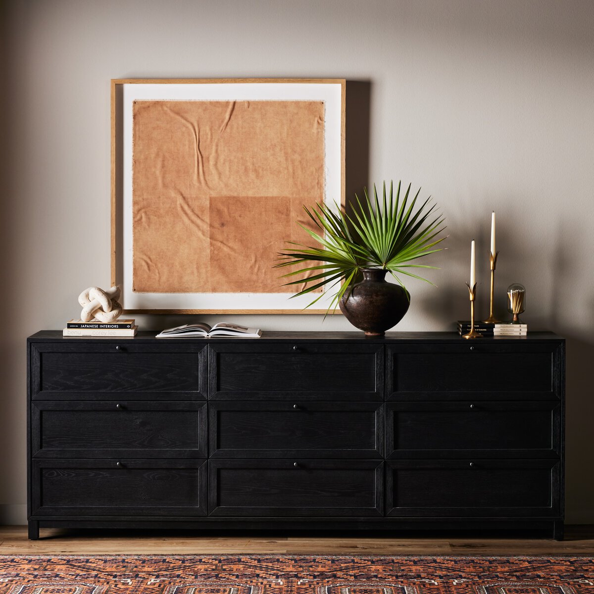 Millie 9 Drawer Dresser Drifted Matte Black Veneer Four Hands