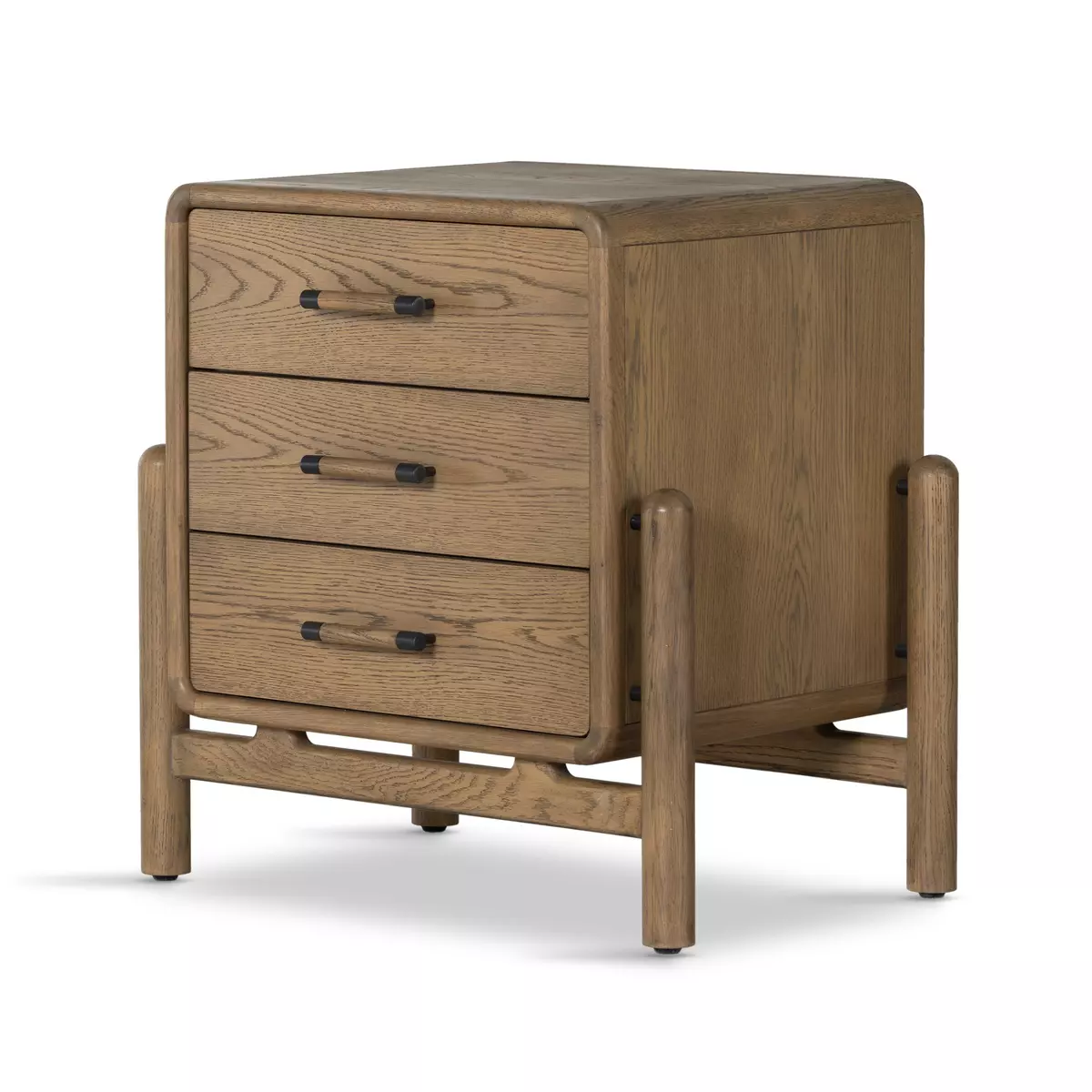 Crimped 2-Drawer Black and White Oak Wood Nightstand + Reviews