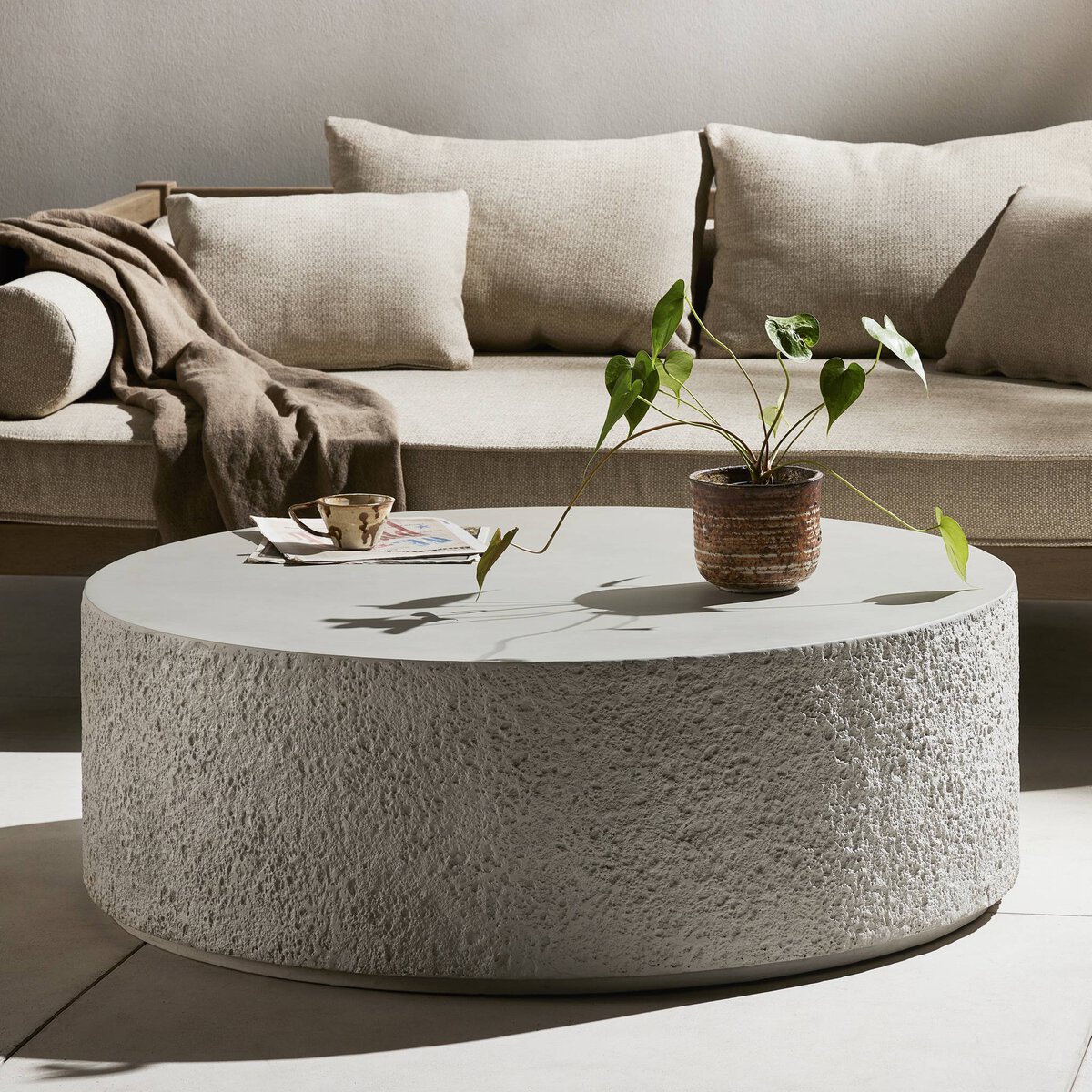 Otero Outdoor Round Coffee Table Matte Stone Four Hands