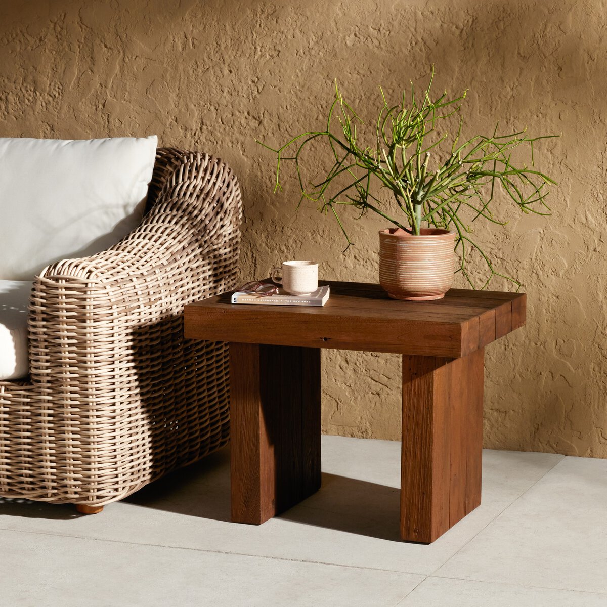 Encino Outdoor End Table Stained Heritage Brown-Fsc Four Hands
