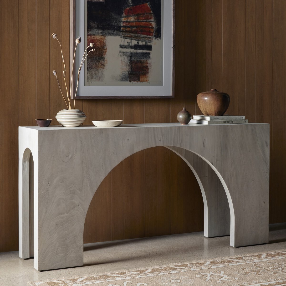 Fausto Console Table Bleached Guanacaste Four Hands Fausto Console Table Bleached Guanacaste Four Hands