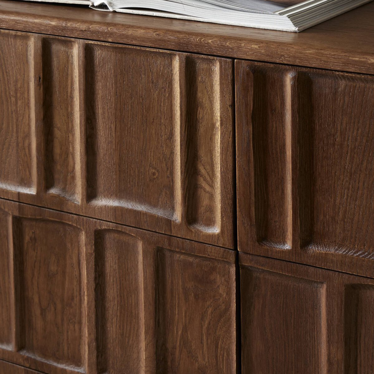 Ezri 6 Drawer Dresser Carved Cocoa Oak Four Hands