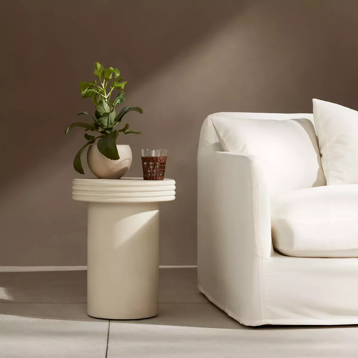 Grecia Outdoor End Table White Concrete Four Hands   229240 001 ESS 1 