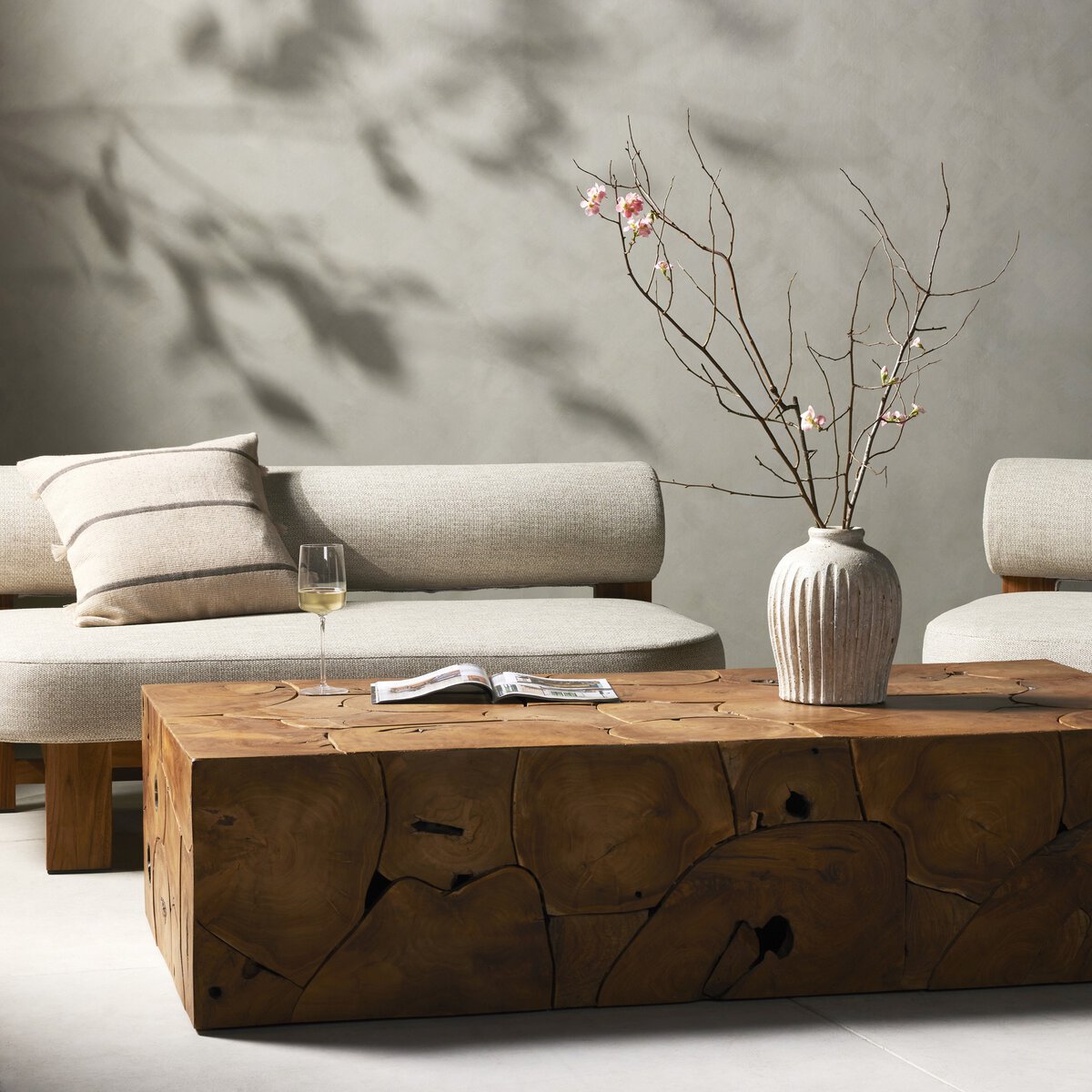 Tomlin Outdoor Coffee Table Teak Root Four Hands