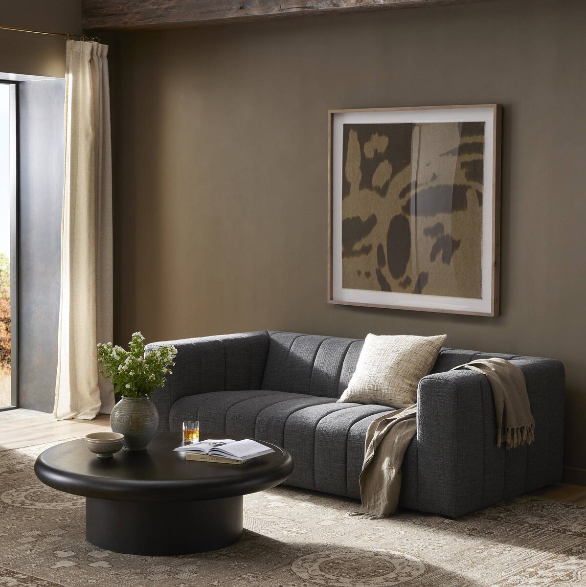 Langham Channeled Sofa Saxon Charcoal Four Hands