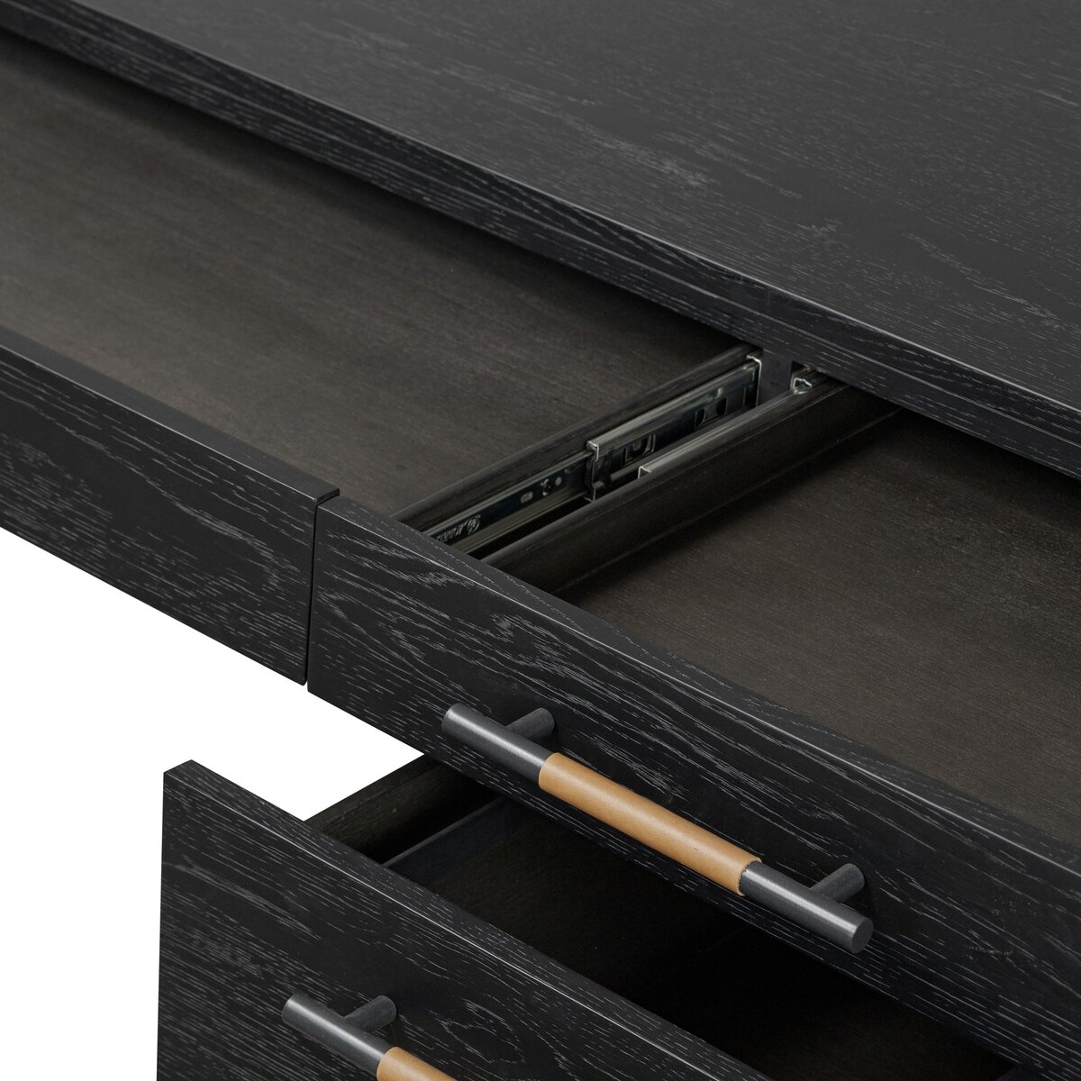 Rosedale Executive Desk Ebony Oak Veneer Four Hands