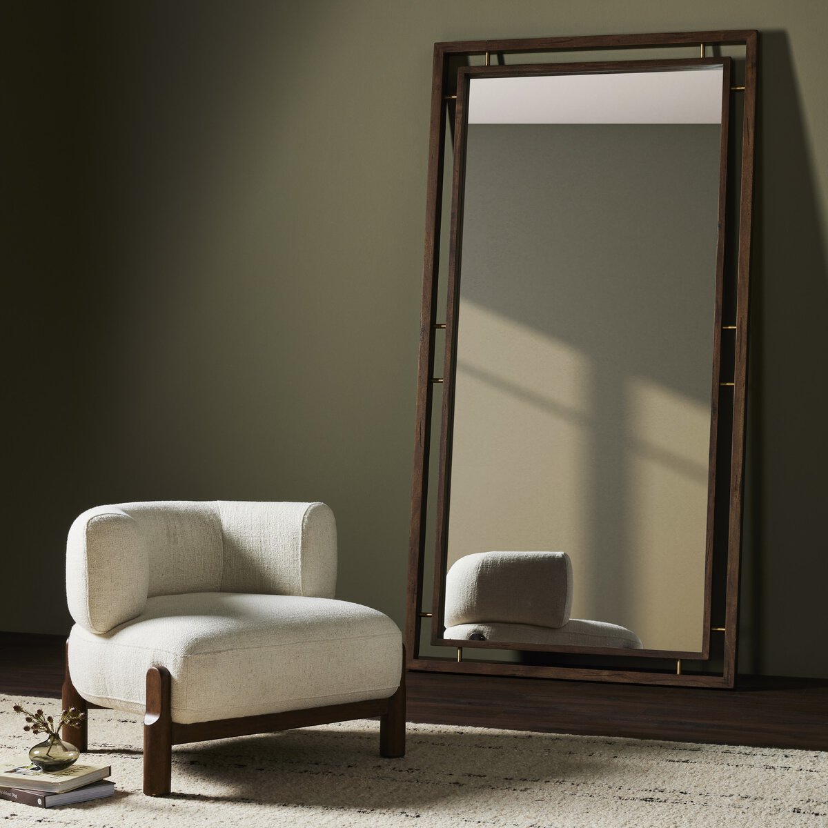 Belmundo Floor Mirror Weathered Acacia Four Hands