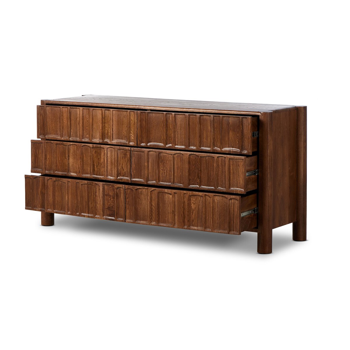 Ezri 6 Drawer Dresser Carved Cocoa Oak Four Hands