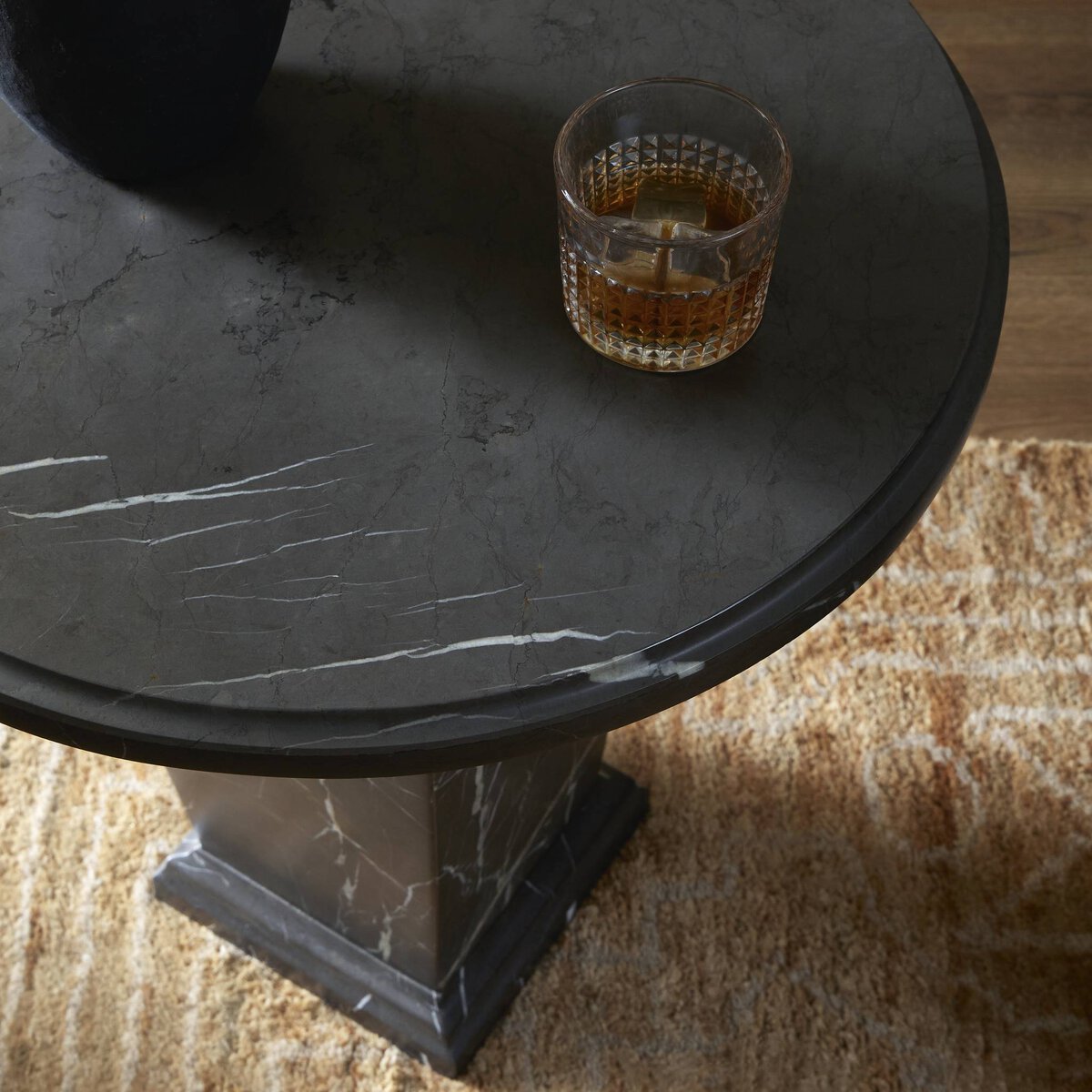 Eslo End Table Grey Italian Marble Four Hands