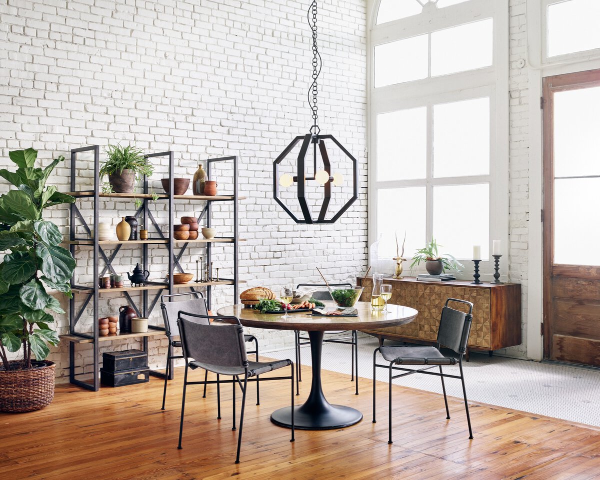 Powell Dining Table Bright Brass Clad Four Hands