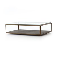 Shagreen Shadow Box Coffee Table Tempered Glass Four Hands