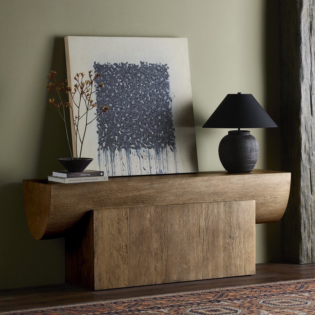 Elbert Console Table Rustic Oak Veneer Four Hands
