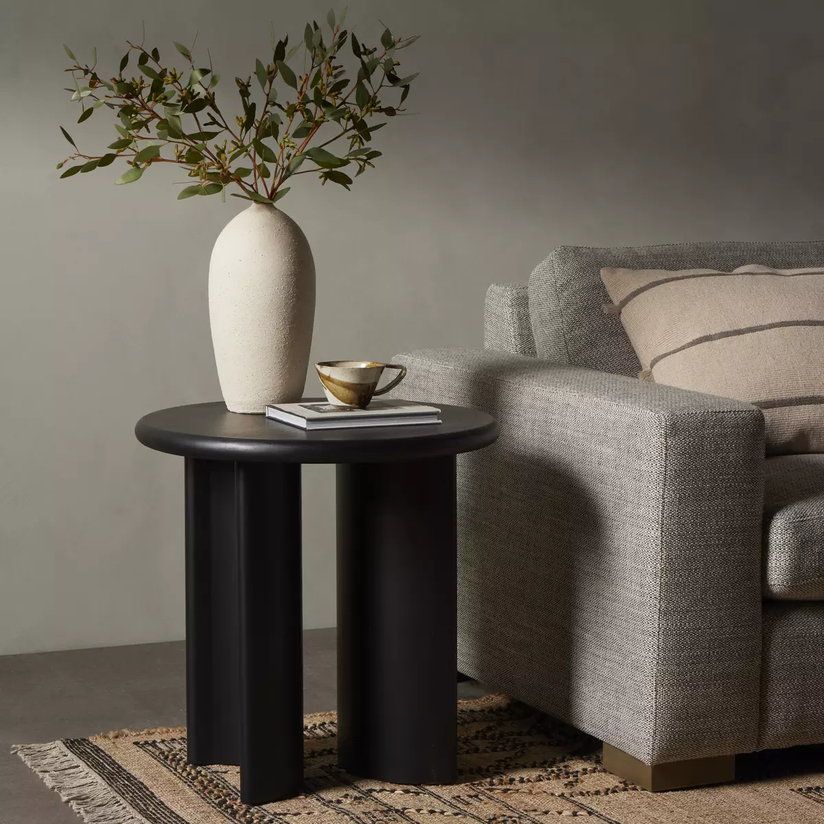 Paden End Table Aged Black Acacia Four Hands