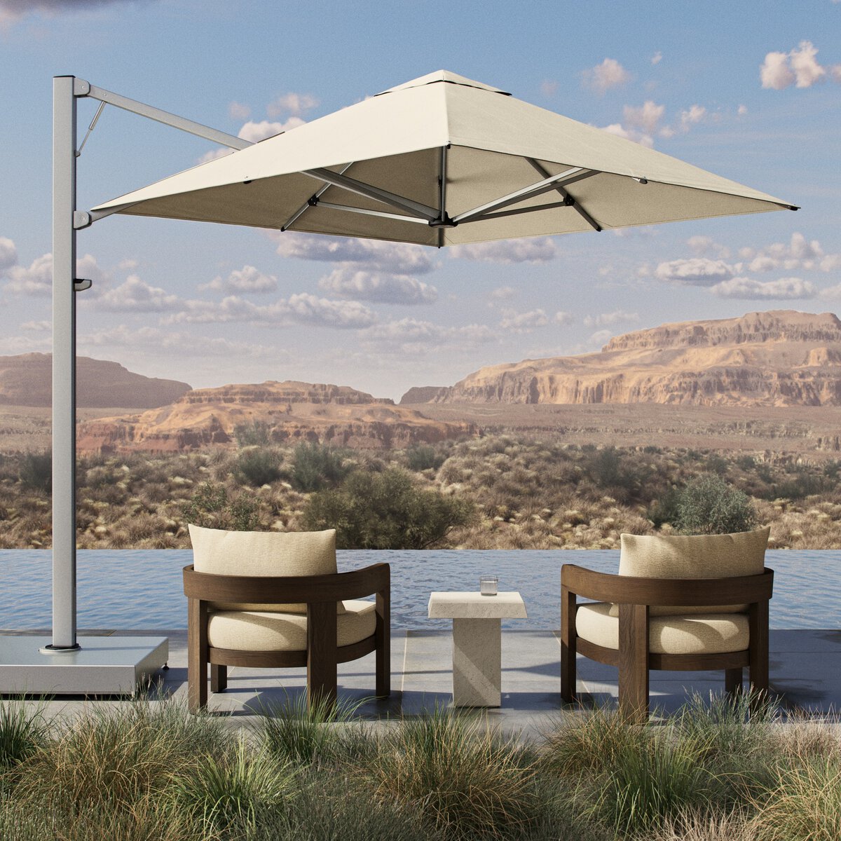 Shadowspec Serenity Outdoor Square Umbrella Oyster Four Hands