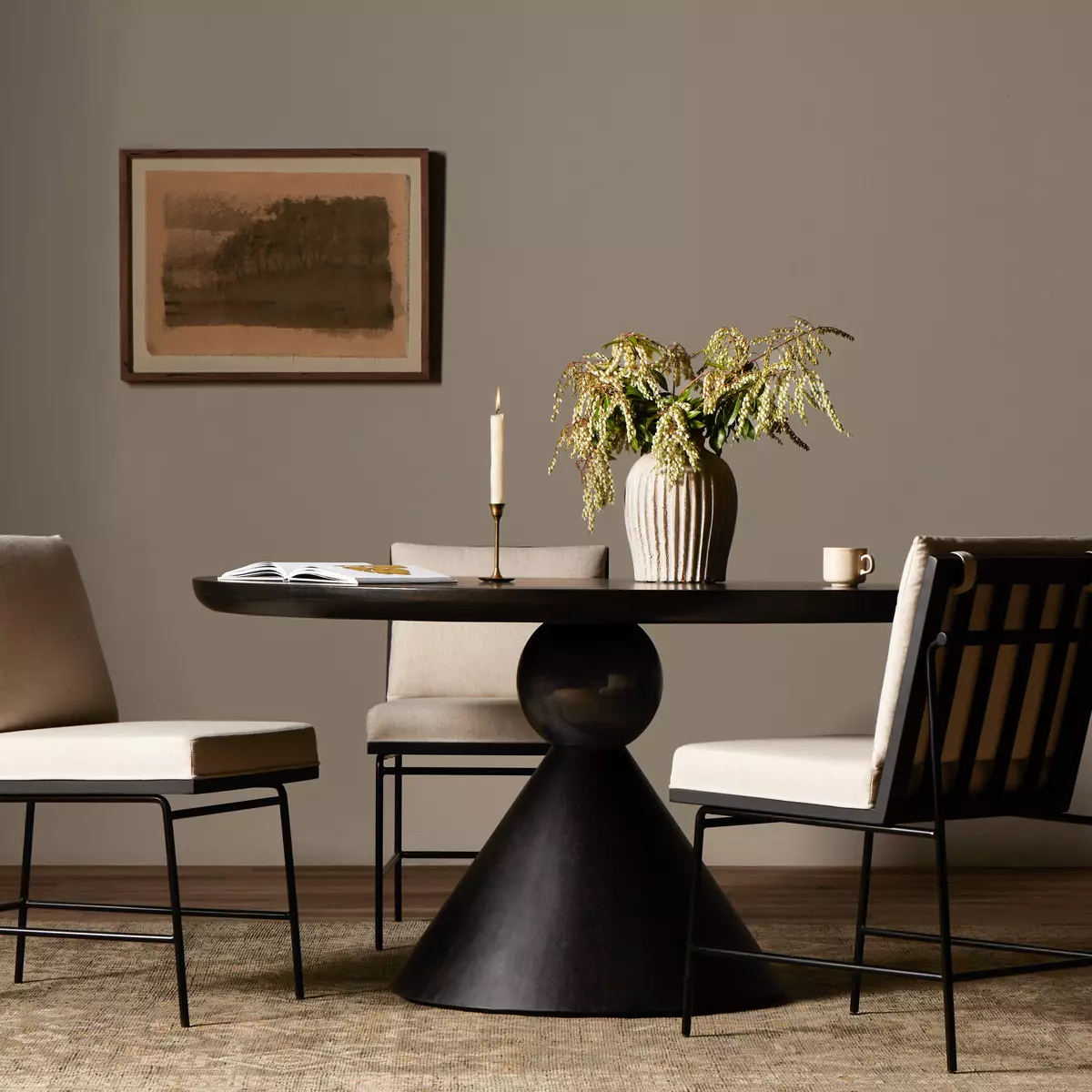 Bibianna Dining Table Worn Black Parawood Four Hands