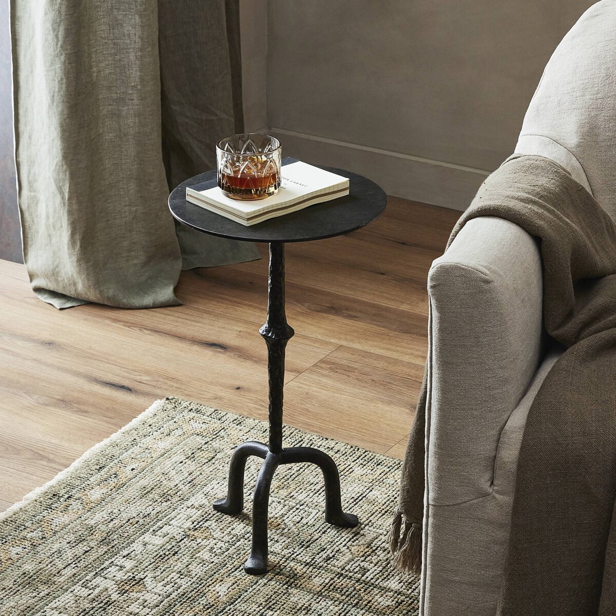 Jocelyn End Table Raw Black Iron Four Hands