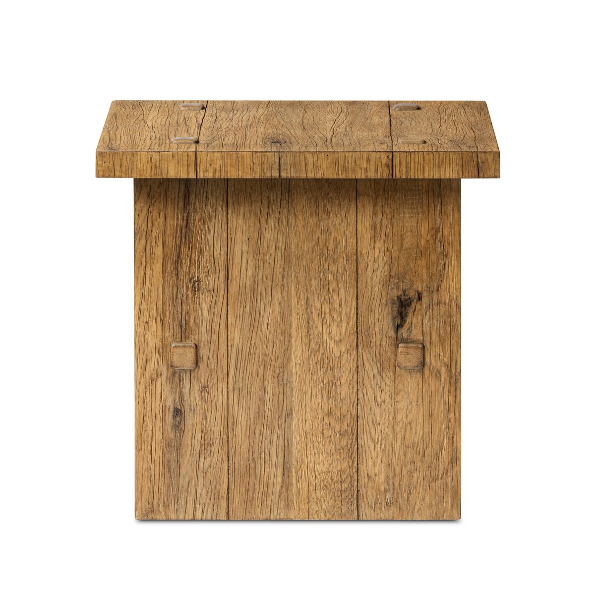 Zeno End Table Distressed Blonde Oak Veneer Four Hands