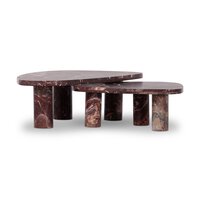Zion Nesting Coffee Table Set Merlot Marble Four Hands