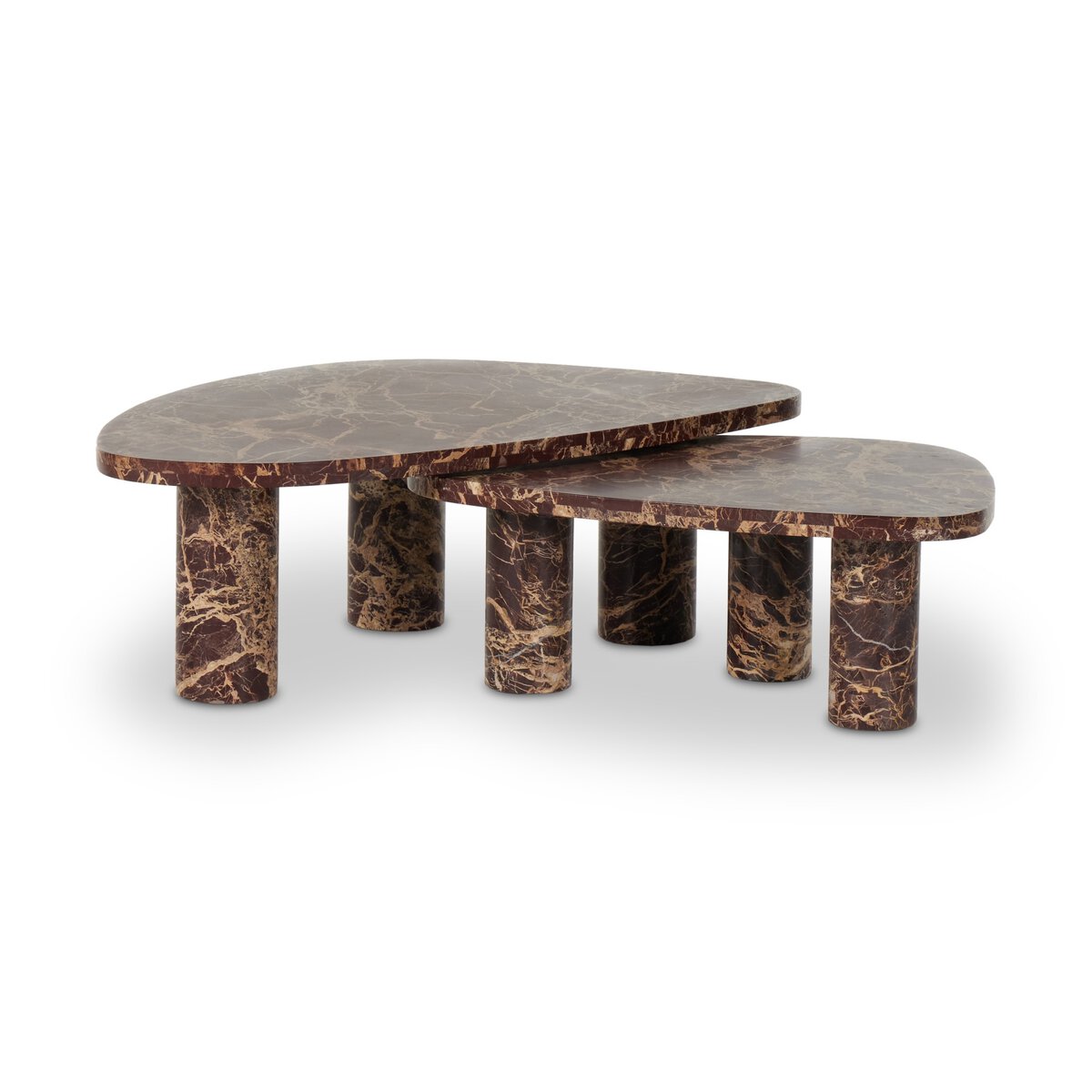 Zion Coffee Table Set Merlot Marble Four Hands