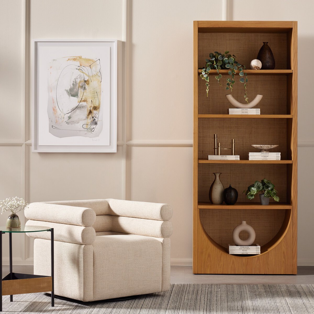 Higgs Bookcase Honey Oak Veneer Four Hands