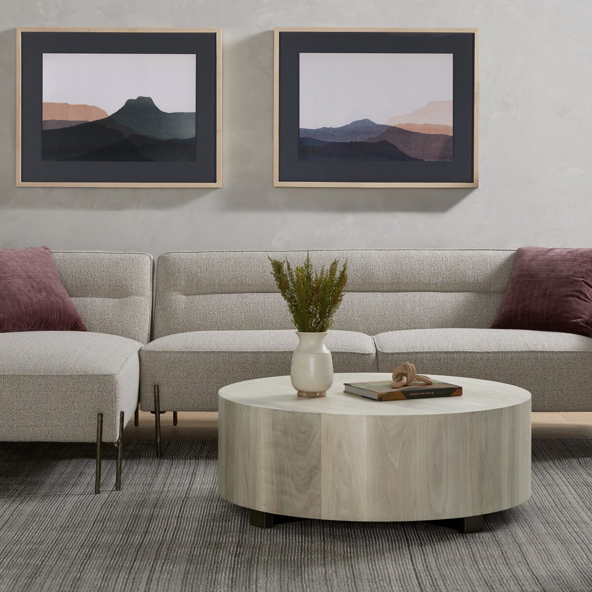 Hudson Round Coffee Table Ashen Walnut Four Hands