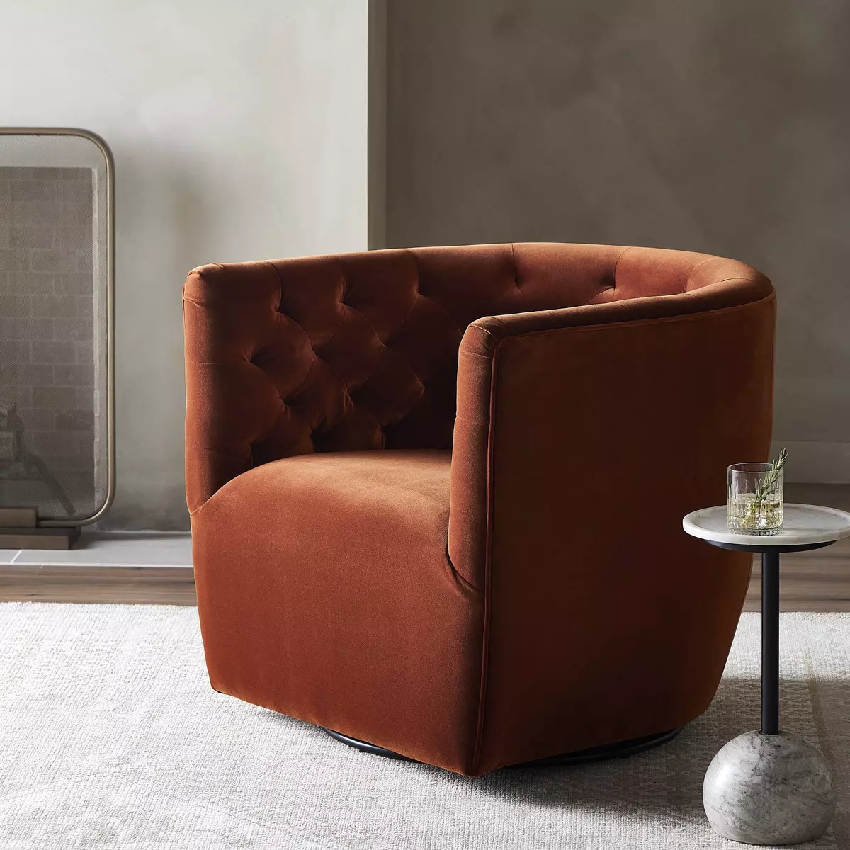 Hanover Swivel Chair Sapphire Rust Four Hands