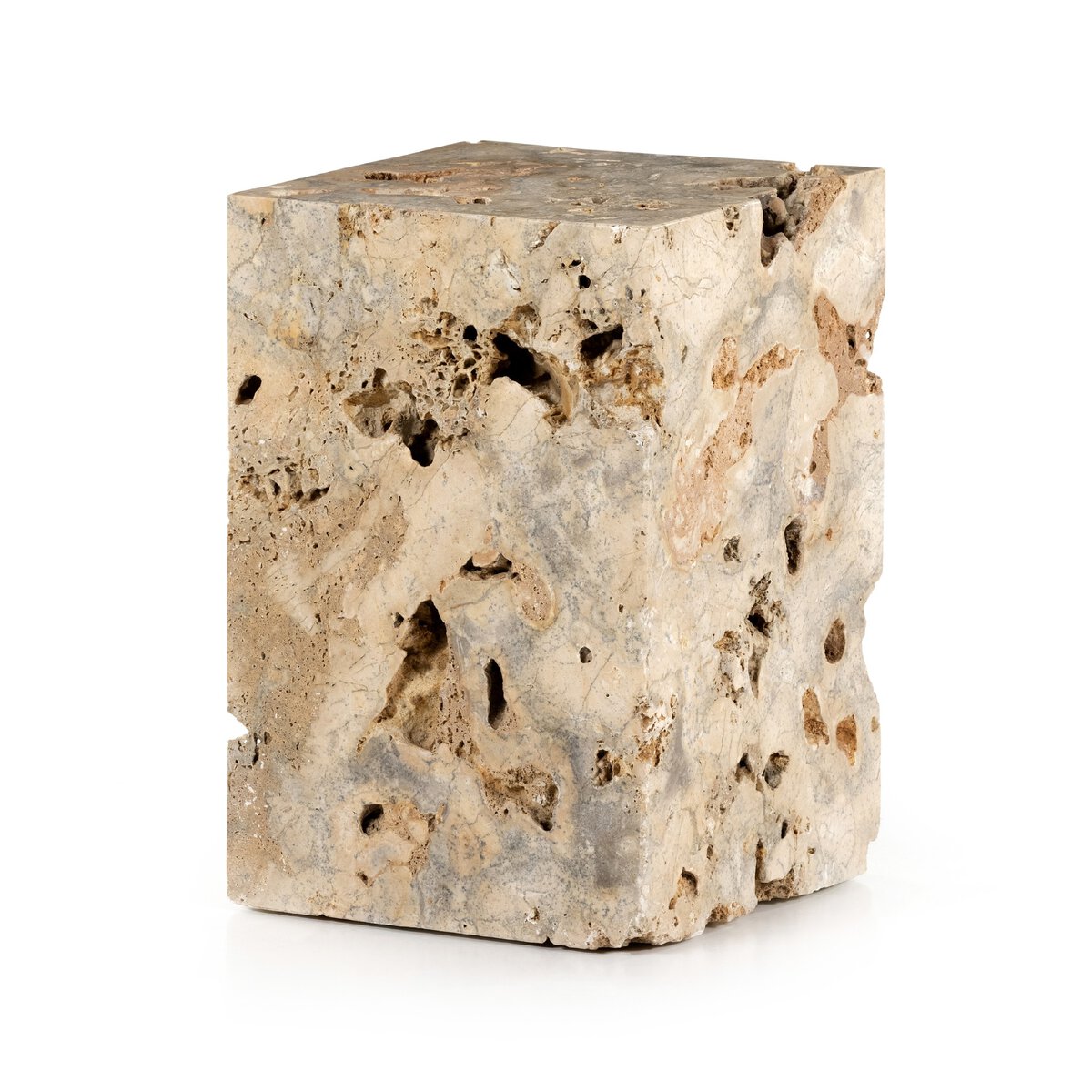 Faydon End Table Romano Fosse Travertine Four Hands