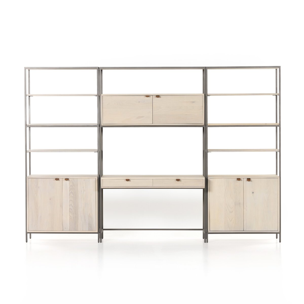 Trey Modular Wall Desk With 2 Bookcases Dove Poplar Four Hands