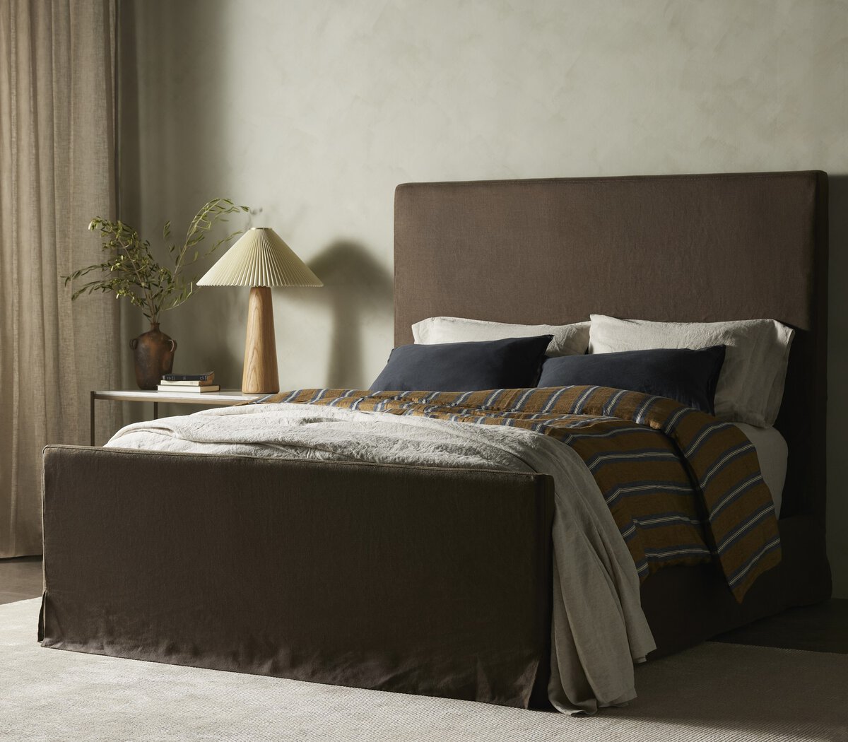 Daphne Slipcover Bed Brussels Coffee Four Hands