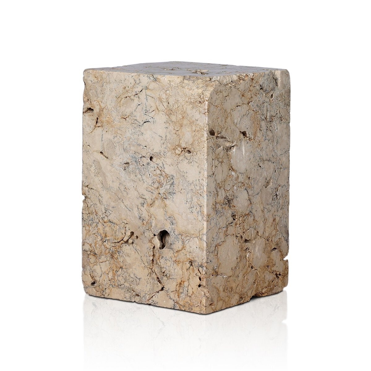 Faydon End Table Romano Fosse Travertine Four Hands