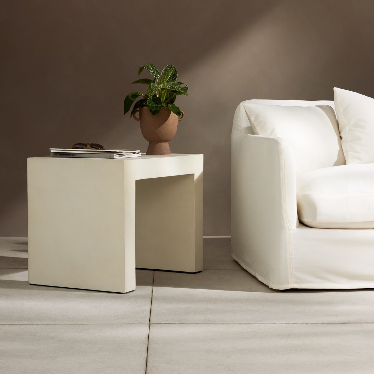 Parish End Table White Concrete Four Hands